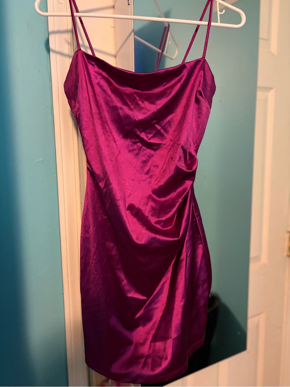 Windsor Fuchsia Satin Slip Mini Dress